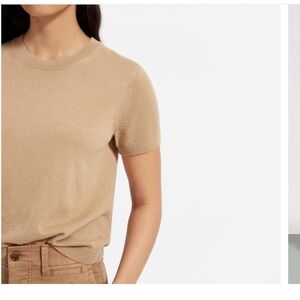 Everlane Cashmere Crewneck Knit Short Sleeve  Top in Camel Brown